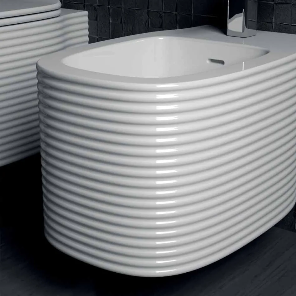 بيديه سيراميك معلق على الحائط بتصميم عصري تم إنتاجه في إيطاليا، هاملت Viadurini