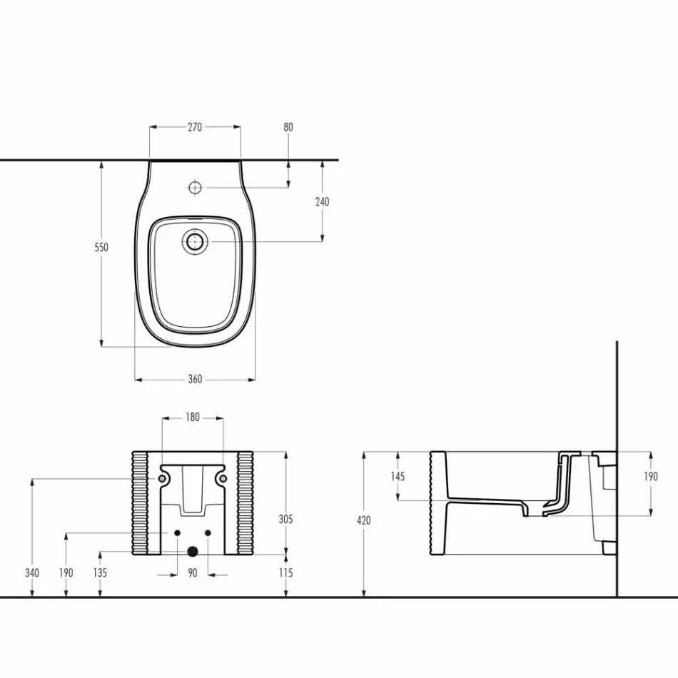 بيديه سيراميك معلق على الحائط بتصميم عصري تم إنتاجه في إيطاليا، هاملت Viadurini