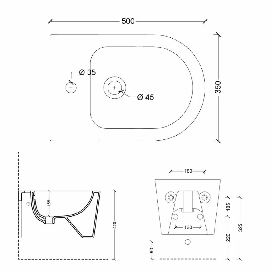 بيديه حائطي سيراميكي حديث من شاين سكوير، مقاس 50×35 سم، صنع في إيطاليا Viadurini