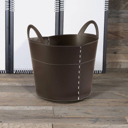 حقيبة خشبية من الجلد مزدوج الطبقات وقاعدة خشبية مصنوعة في إيطاليا Viadurini