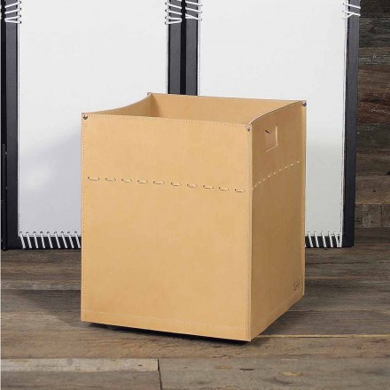 حقيبة حطب من الجلد المحايد 100% صنع في إيطاليا Viadurini