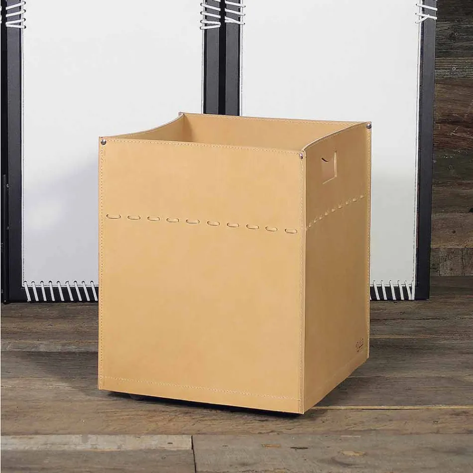 حقيبة حطب من الجلد المحايد 100% صنع في إيطاليا Viadurini