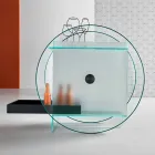 عربة بار من زجاج شفاف للغاية مع عجلات وصينية قابلة للإخراج - بيجولو Viadurini