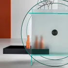 عربة بار من زجاج شفاف للغاية مع عجلات وصينية قابلة للإخراج - بيجولو Viadurini