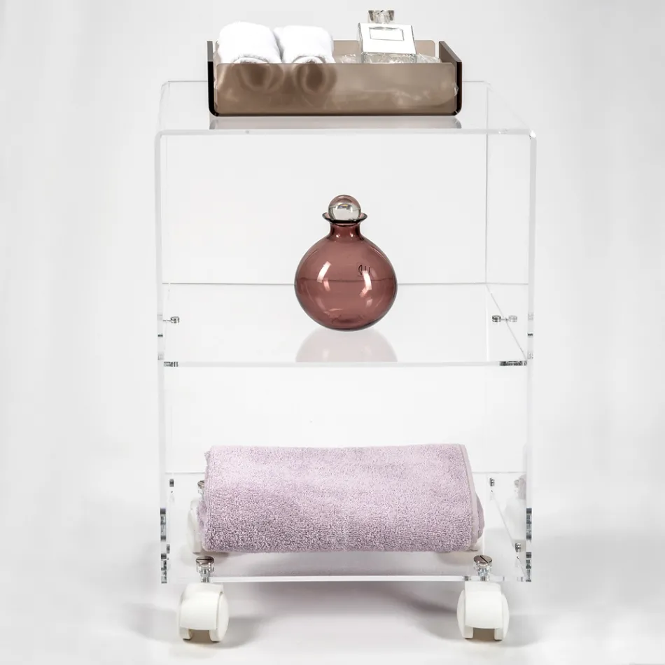 عربة الأغراض بعجلات من زجاج شبكي، صنع في إيطاليا - رودولف Viadurini