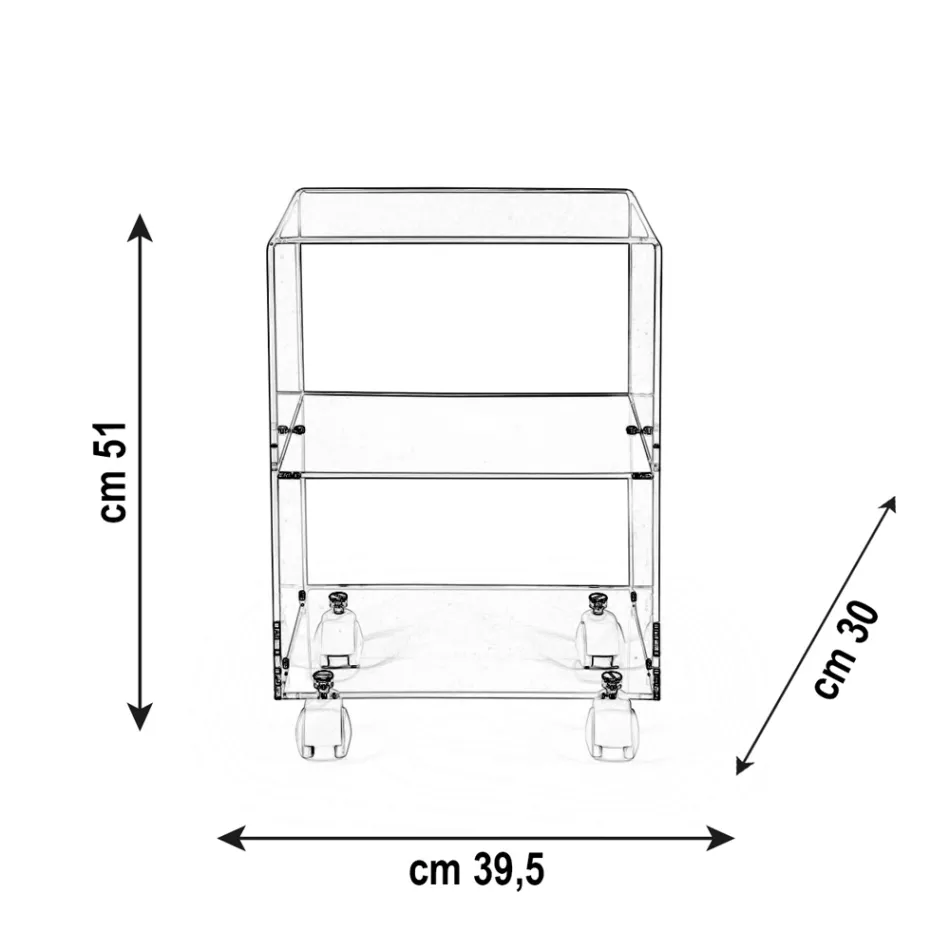 عربة الأغراض بعجلات من زجاج شبكي، صنع في إيطاليا - رودولف Viadurini