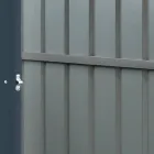 سقيفة حديقة مائلة من صفائح معدنية من أنثراسايت مع باب مفصلي - كوتشيولو Viadurini