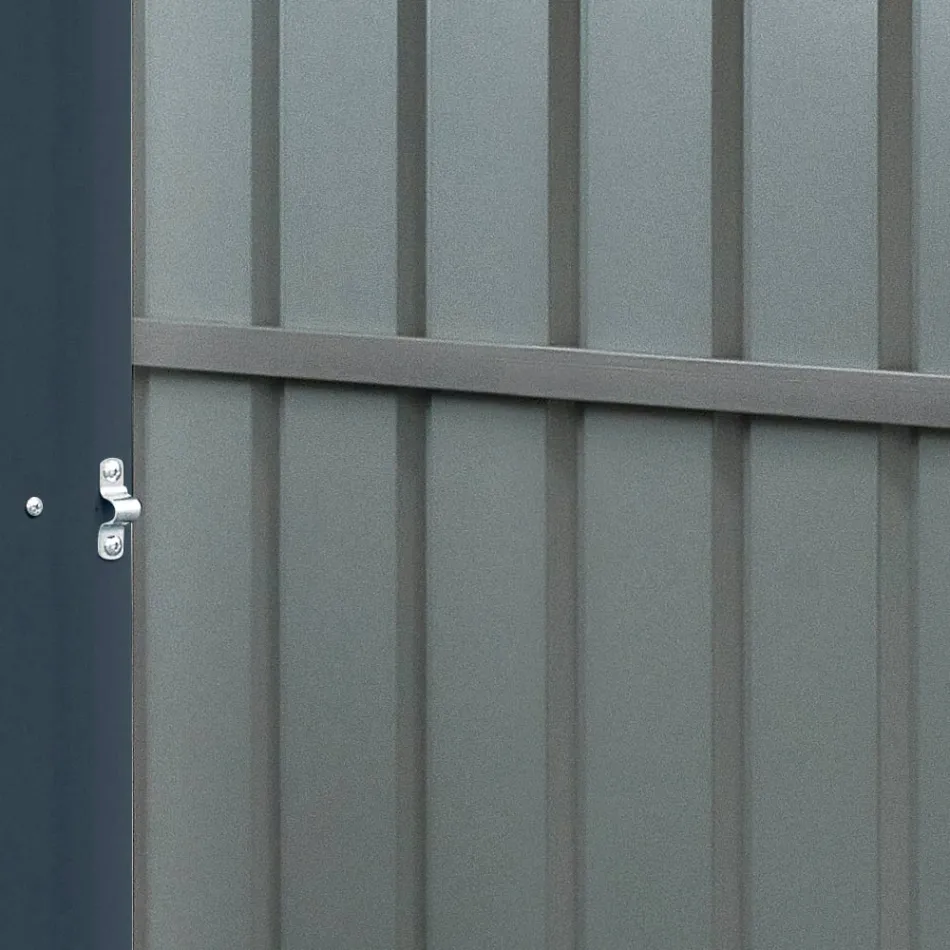 سقيفة حديقة مائلة من صفائح معدنية من أنثراسايت مع باب مفصلي - كوتشيولو Viadurini