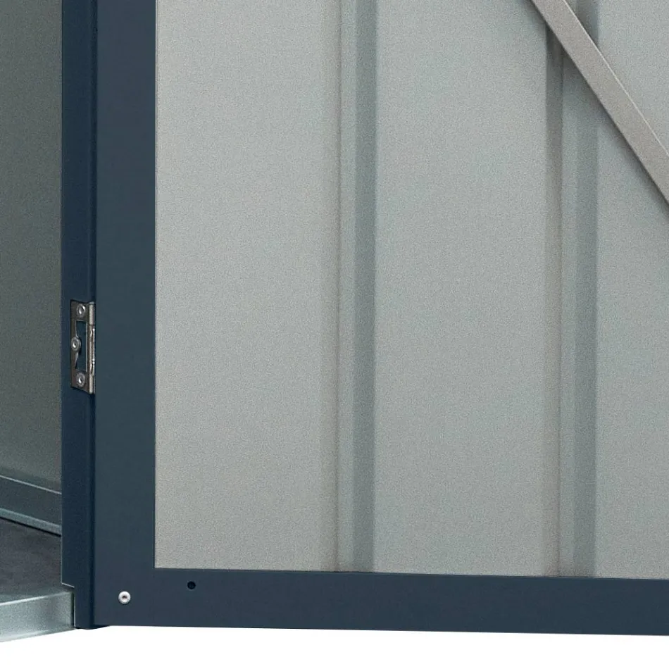 سقيفة حديقة مائلة من صفائح معدنية من أنثراسايت مع باب مفصلي - كوتشيولو Viadurini