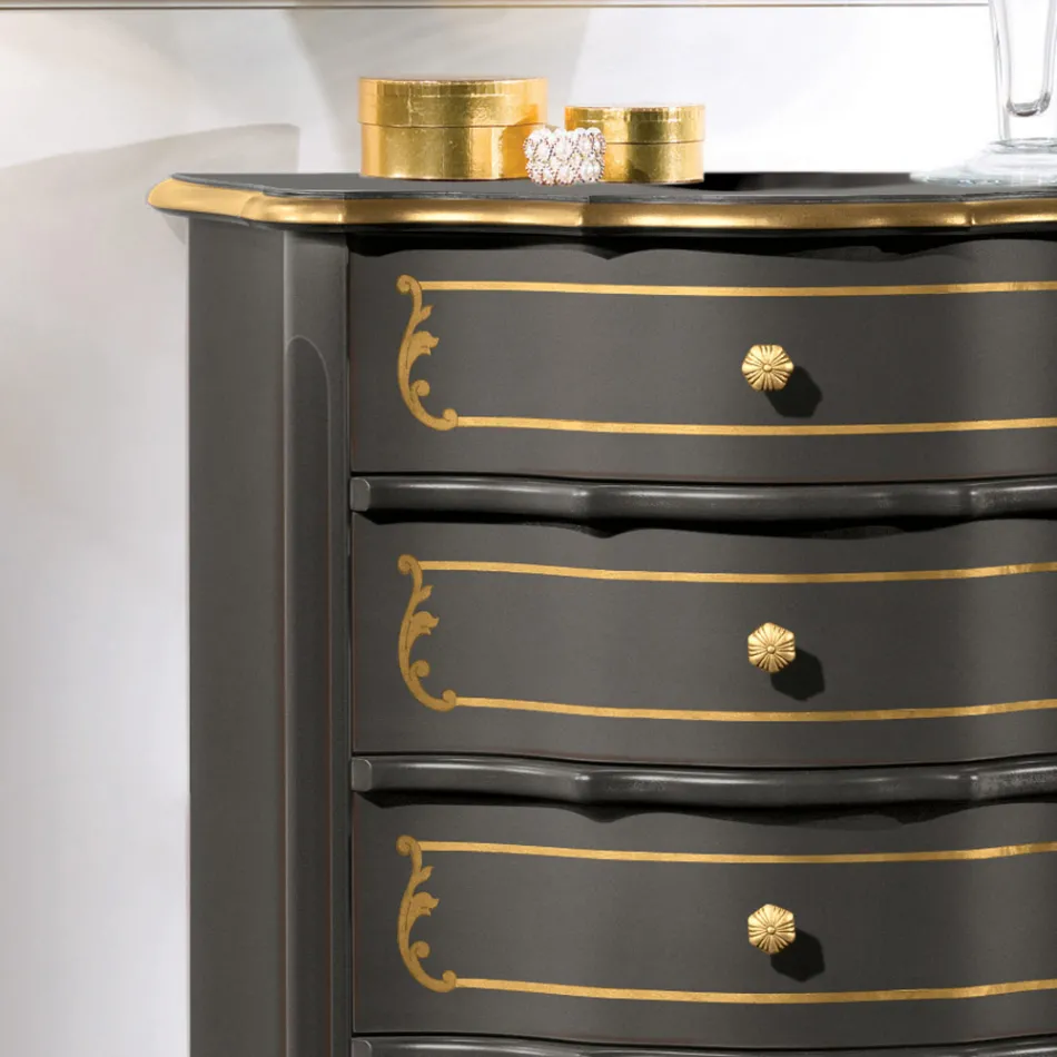 خزانة أدراج لغرفة النوم مع 5 أدراج خشبية كلاسيكية مصنوعة في إيطاليا - ليونور Viadurini