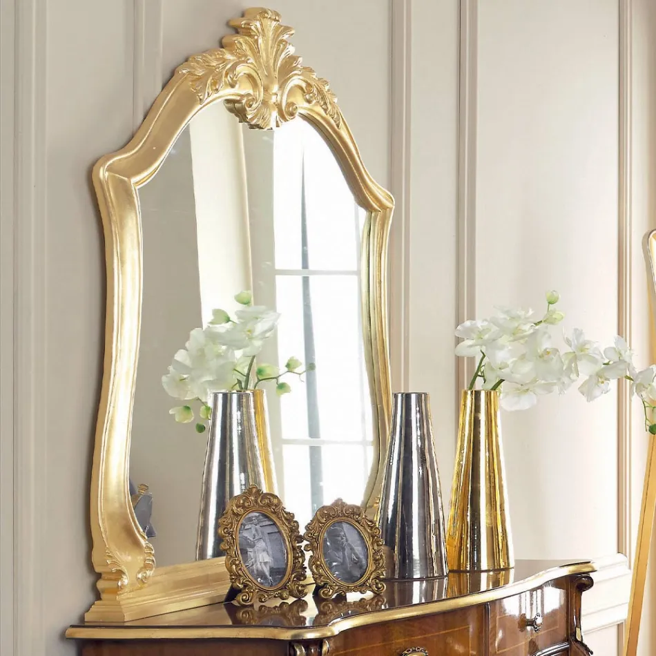 خزانة أدراج لغرفة النوم مصنوعة من الخشب المطعم والمرايا، صنعت في إيطاليا - كامبريدج Viadurini