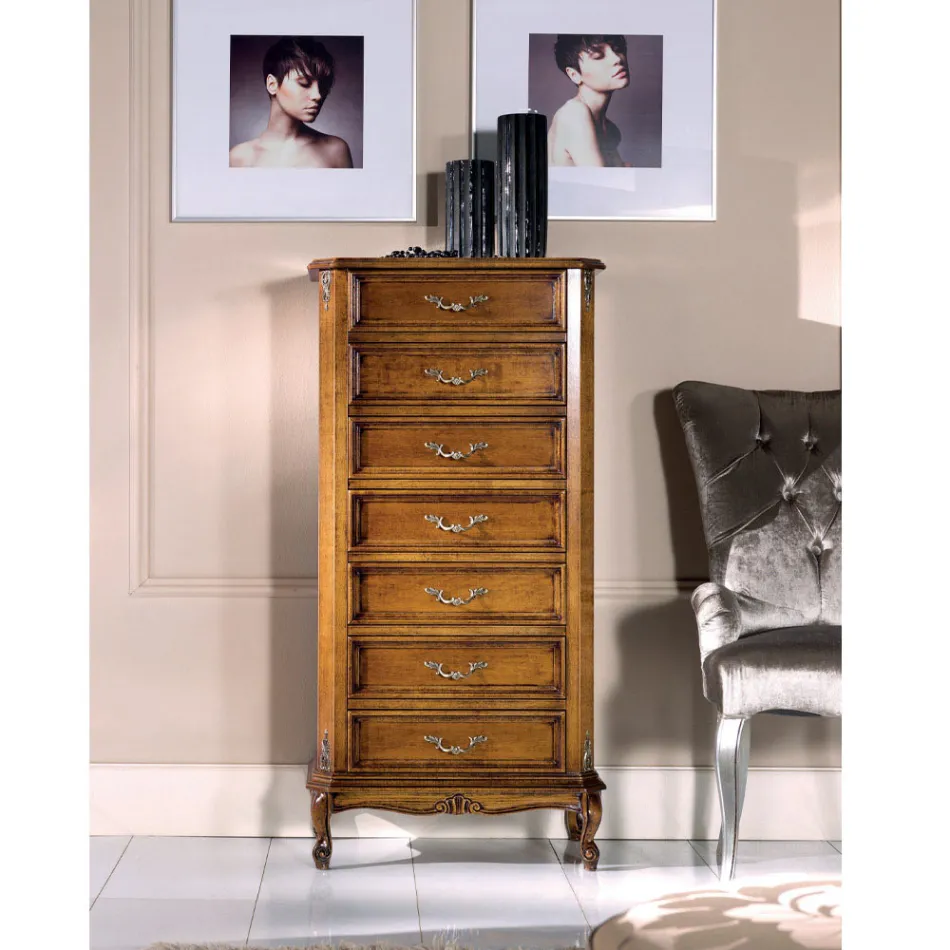 صندوق خشبي كلاسيكي مكون من 7 أو 5 أدراج مصنوع في إيطاليا - ريتشارد Viadurini