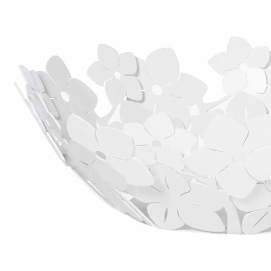 قطعة مركزية مع زهور من الحديد الطيني، أبيض أو أزرق - ماركن Viadurini