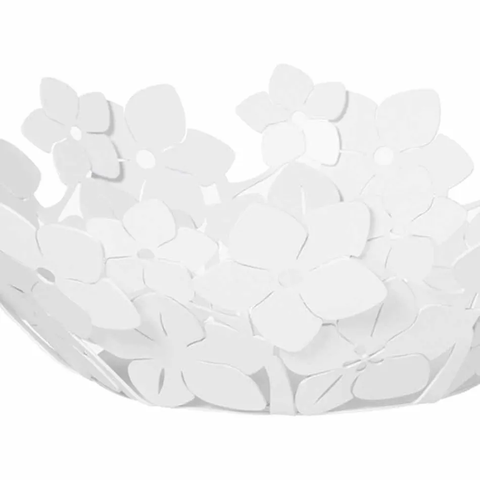 قطعة مركزية مع زهور من الحديد الطيني، أبيض أو أزرق - ماركن Viadurini