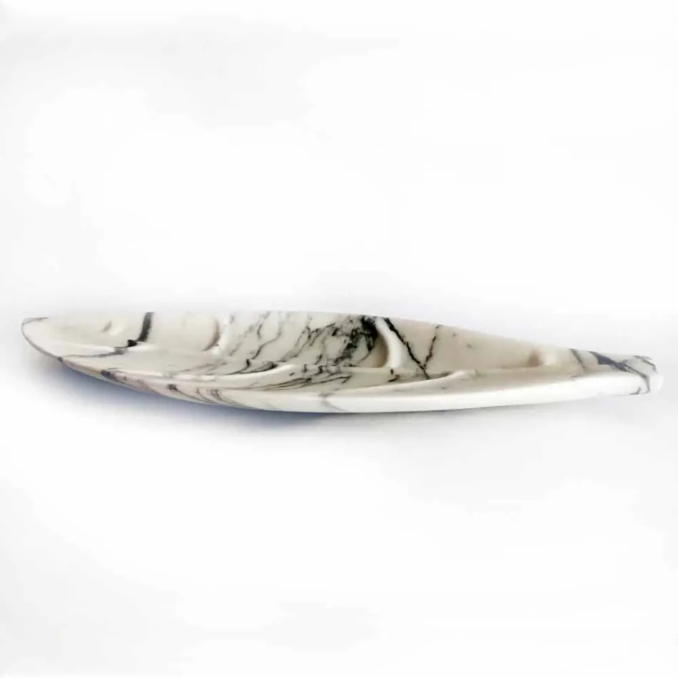 قطعة مركزية من رخام أرابسكاتو على شكل ورقة شجر، صنع في إيطاليا - تريفيزو Viadurini