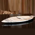 قطعة مركزية من رخام أرابسكاتو على شكل ورقة شجر، صنع في إيطاليا - تريفيزو Viadurini