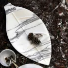 قطعة مركزية من رخام أرابسكاتو على شكل ورقة شجر، صنع في إيطاليا - تريفيزو Viadurini