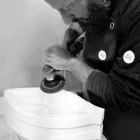 قطعة مركزية من رخام أرابسكاتو على شكل ورقة شجر، صنع في إيطاليا - تريفيزو Viadurini