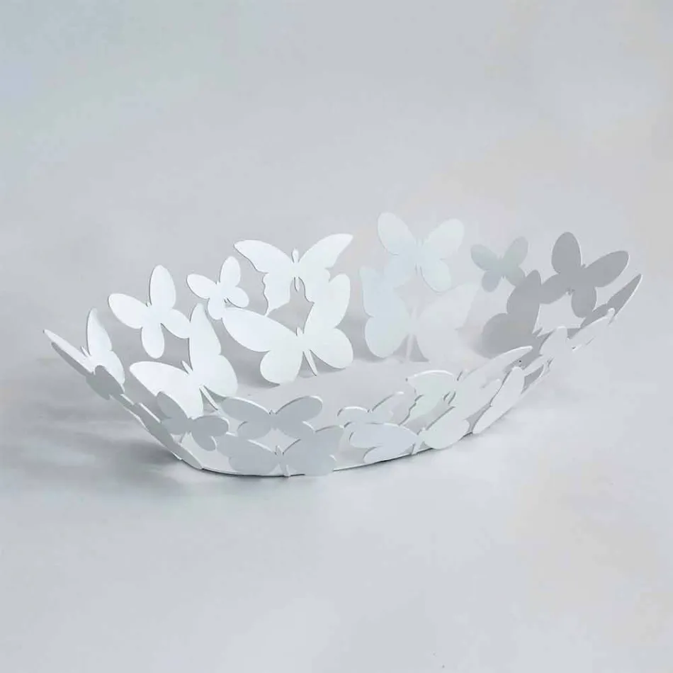 قطعة مركزية بيضاوية حديثة من الحديد الأبيض أو البيج، صنع في إيطاليا - لايدن Viadurini