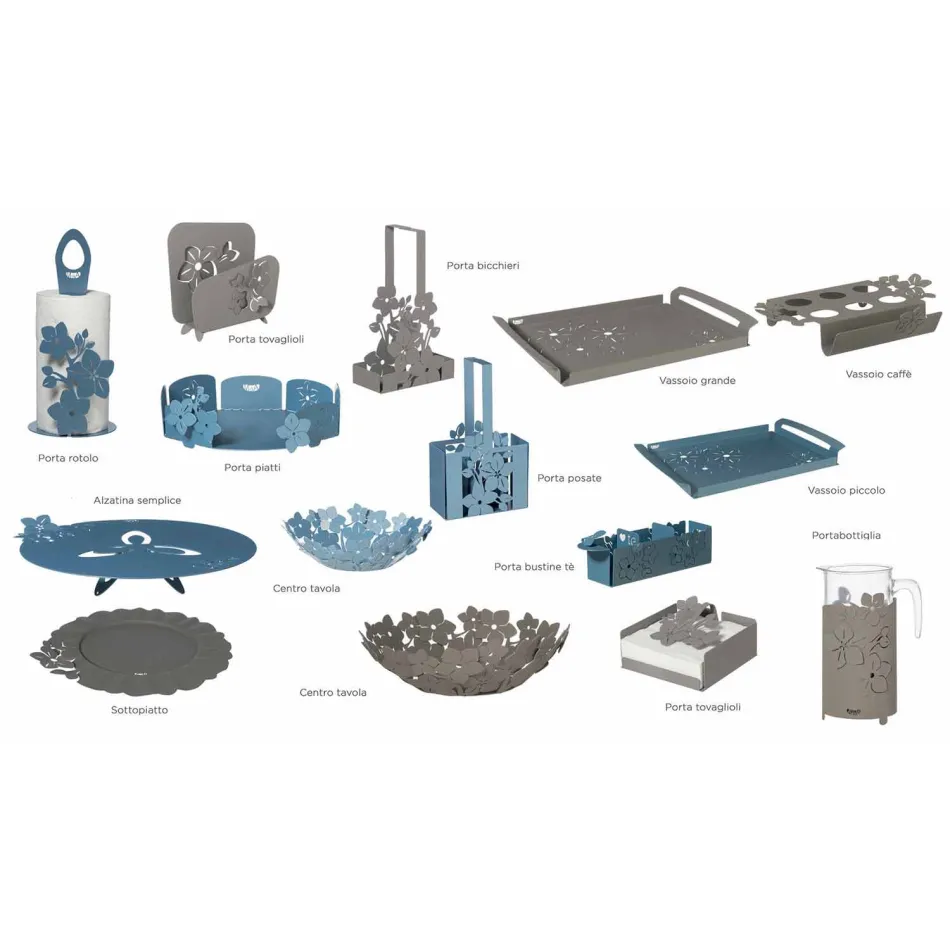 سلة حامل أكواب حديدية بتصميم عصري مزهر، صنع في إيطاليا - ماركن Viadurini