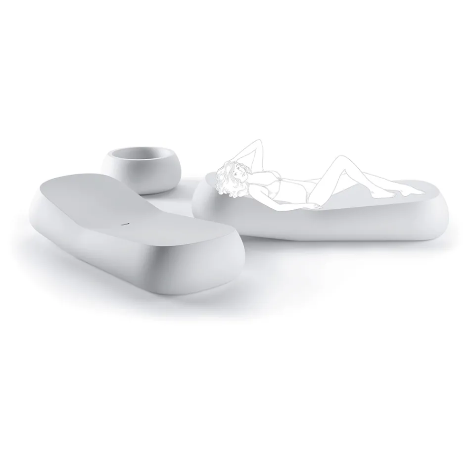 تصميم كرسي استرخاء خارجي من البولي إيثيلين الأبيض صنع في إيطاليا - إرفين Viadurini