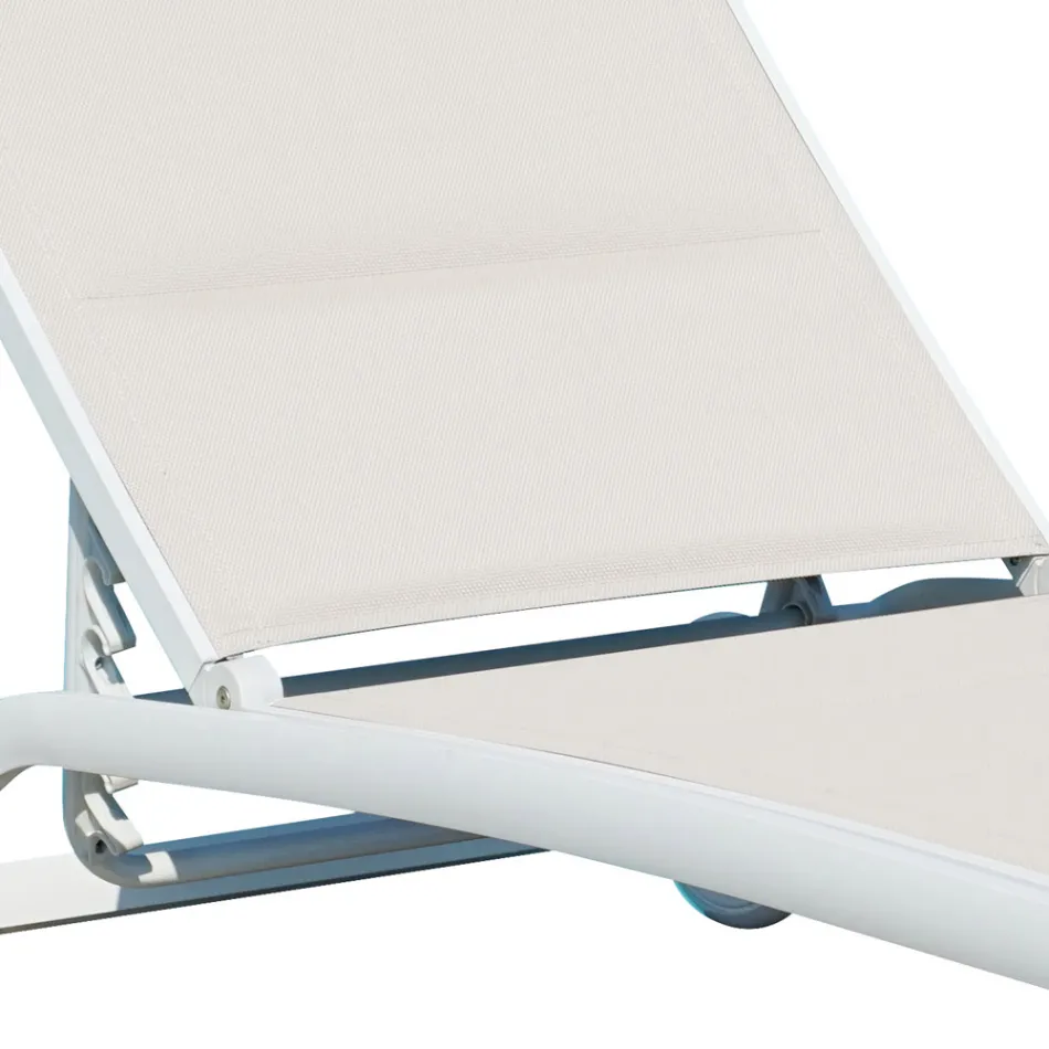 كرسي استرخاء للحديقة من الألومنيوم مع مقعد من نسيج تكستيلين - زهرة Viadurini