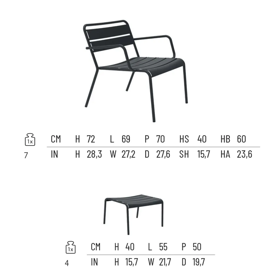 كرسي استرخاء خارجي مع مسند قدم معدني صنع في إيطاليا - أمينة Viadurini