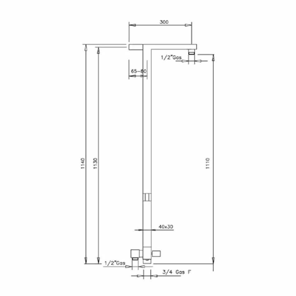 عمود دش من النحاس المطلي بالكروم مع رأس دش من الفولاذ صنع في إيطاليا - مارلو Viadurini