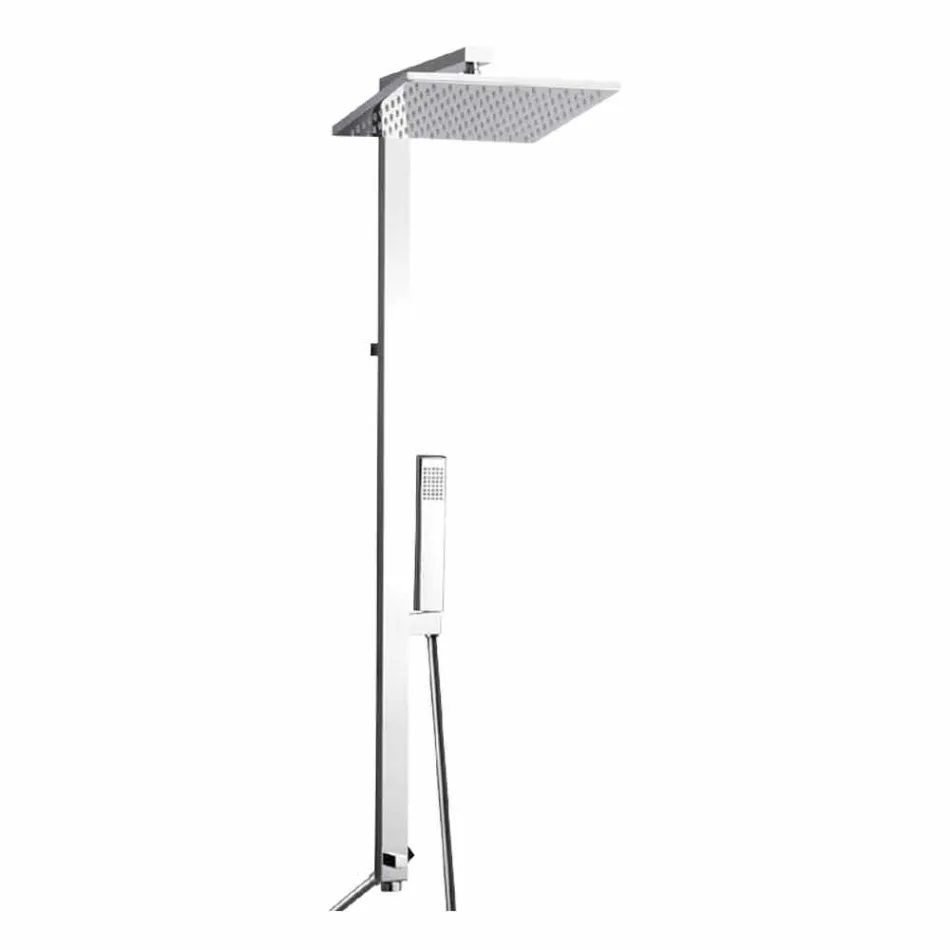 عمود دش من النحاس المطلي بالكروم مع رأس دش من الفولاذ صنع في إيطاليا - مارلو Viadurini