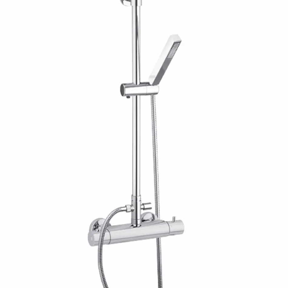 عمود دش من النحاس المطلي بالكروم مع رأس دش مربع صنع في إيطاليا - ستوديو Viadurini