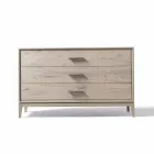 Modern design walnut 3-drawer dresser, W 131 x D 55 x H 80 cm, Sandro Viadurini