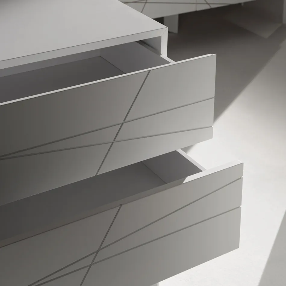 خزانة أدراج بثلاثة أدراج مصنوعة من الخشب المضغوط المطلي - جيميللي Viadurini