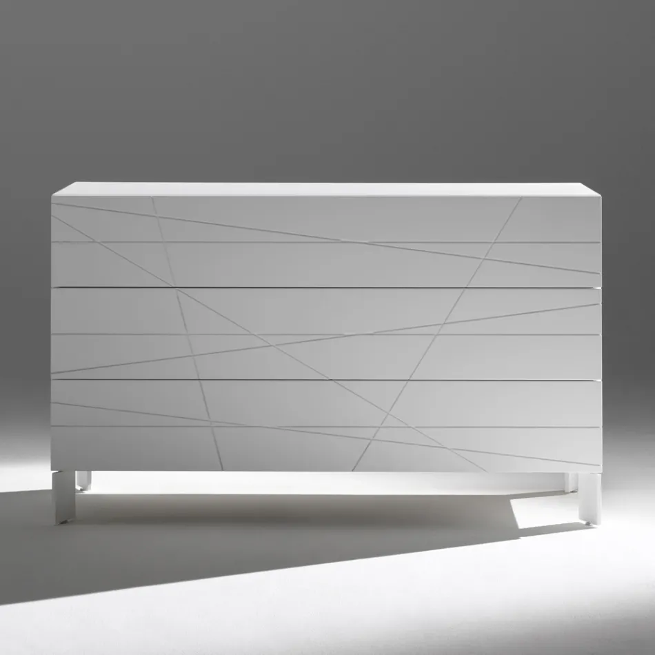 خزانة أدراج بثلاثة أدراج مصنوعة من الخشب المضغوط المطلي - جيميللي Viadurini