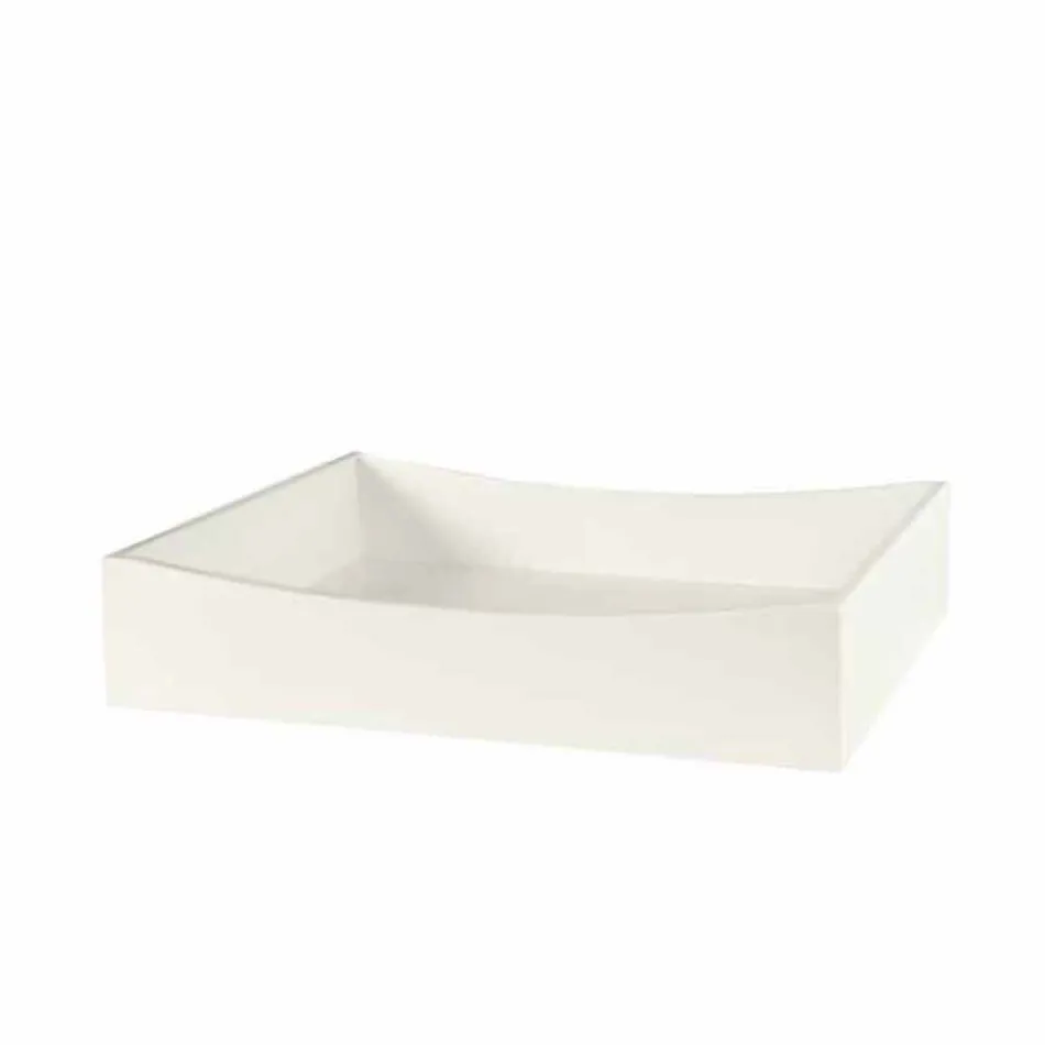 خزانة ملابس زجاجية خفيفة الوزن وستة أدراج خشبية بيضاء مصنوعة في إيطاليا - غانزو Viadurini