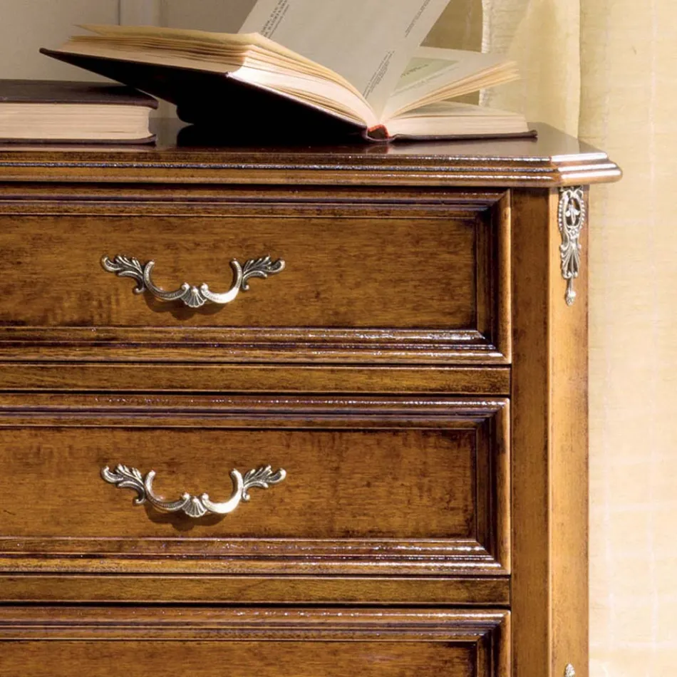 طاولة بجانب السرير لغرفة النوم من خشب الجوز بثلاثة أدراج، صنع في إيطاليا - ريتشارد Viadurini