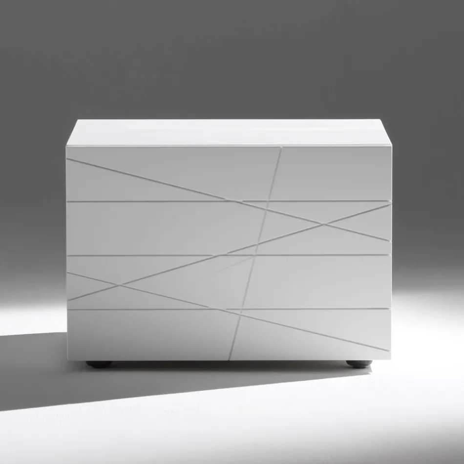 طاولة جانبية للسرير بدرج واحد مصنوعة من خشب مضغوط مطلي - ليون Viadurini