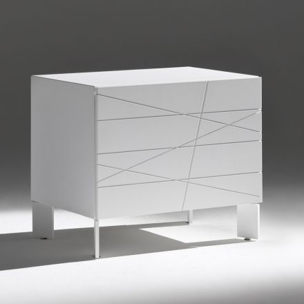 طاولة جانبية للسرير بدرج واحد مصنوعة من خشب مضغوط مطلي - ليون Viadurini