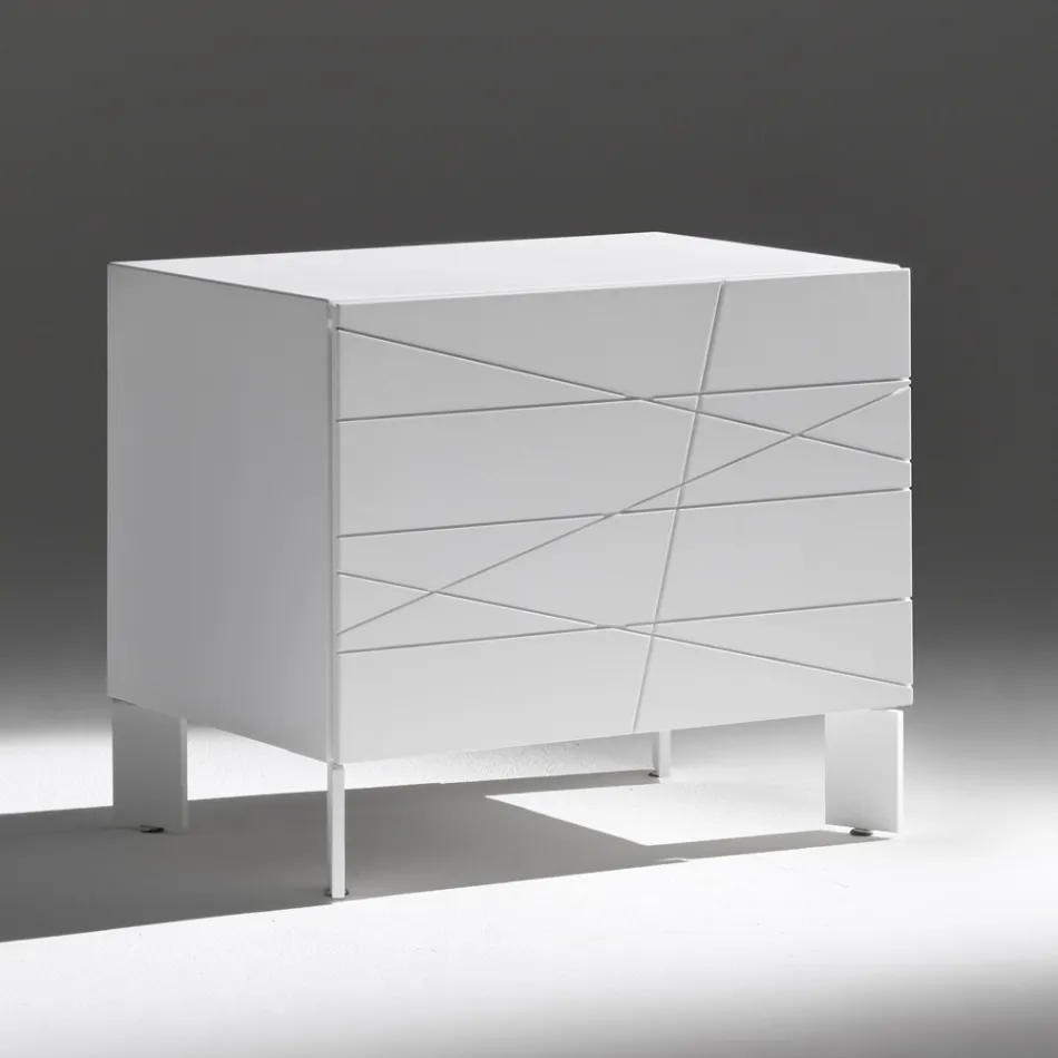 طاولة جانبية للسرير بدرج واحد مصنوعة من خشب مضغوط مطلي - ليون Viadurini