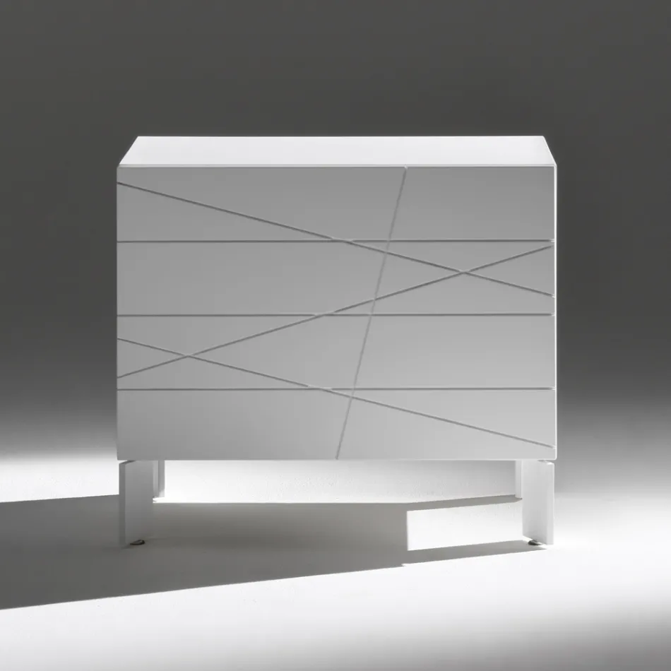 طاولة جانبية للسرير بدرج واحد مصنوعة من خشب مضغوط مطلي - ليون Viadurini