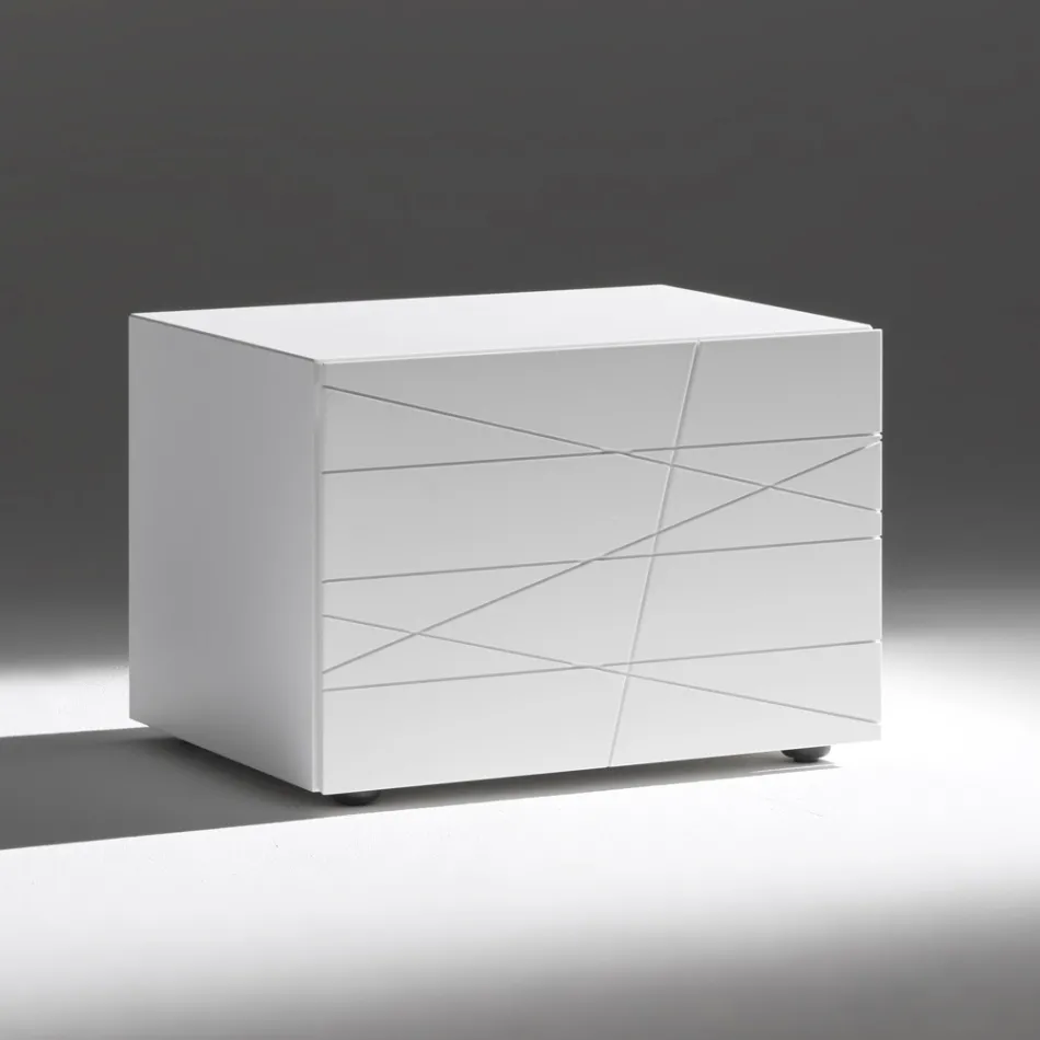 طاولة جانبية للسرير بدرج واحد مصنوعة من خشب مضغوط مطلي - ليون Viadurini