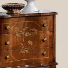 طاولة بجانب السرير بثلاثة أدراج من خشب الجوز باسانو، صنع في إيطاليا - فاخرة Viadurini