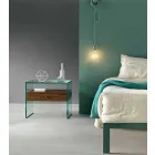 طاولة بجانب السرير بتصميم عصري من الزجاج الشفاف للغاية، صنع في إيطاليا - سر Viadurini