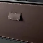 طاولة سرير جانبية من الزجاج المدخن مع درج جلدي - لينزي Viadurini