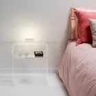 طاولة سرير شفافة مع ضوء LED مضاء بلمسة Adelia Viadurini