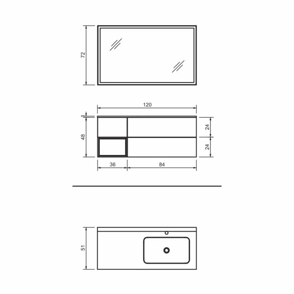 أثاث حمام معلق من مجموعة "كومبوسيشن 2" من خشب إم دي إف مطلي بالبلاتينيوم، فاخر - رينجا Viadurini
