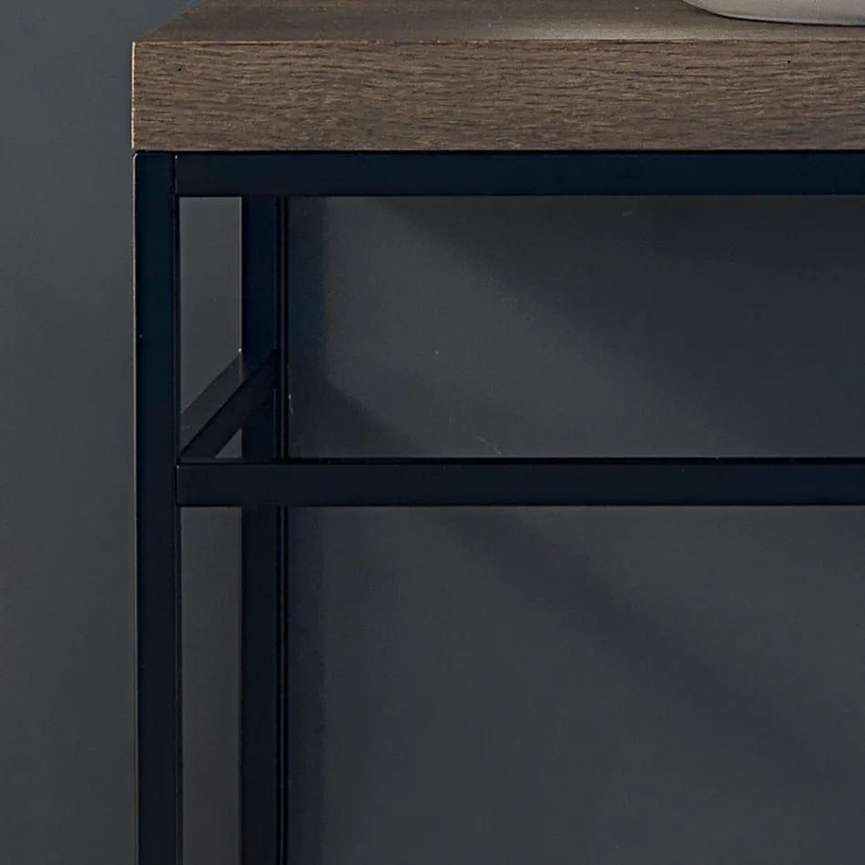 مجموعة أثاث الحمام من 3 قطع مصنوعة من المعدن والخشب والسيراميك، صنع في إيطاليا - سيزكو Viadurini