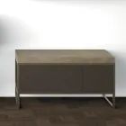 مجموعة أثاث حمام قائم بذاته من مجموعة Composition 5، مصنوع من المعدن، والحجر الصناعي، والخزف الفاخر - Cizco Viadurini