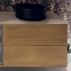 مجموعة أثاث الحمامات المعلقة من كومبوزيت 5، مصنوعة من الخشب والكريستال في إيطاليا - رينجا Viadurini