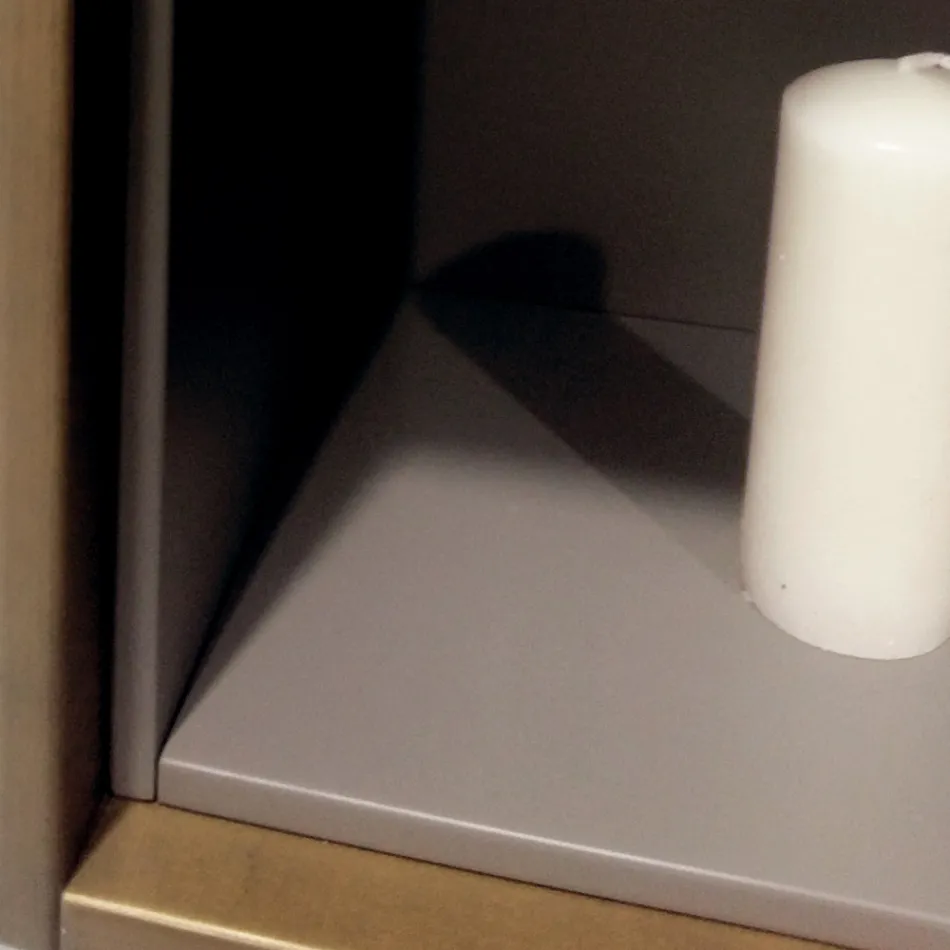 مجموعة أثاث الحمامات المعلقة من كومبوزيت 5، مصنوعة من الخشب والكريستال في إيطاليا - رينجا Viadurini