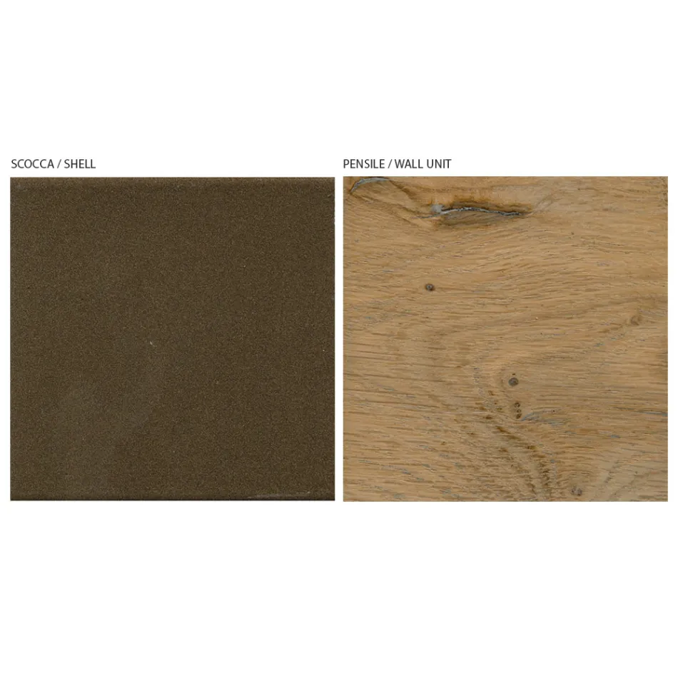 تركيبة جدارية حديثة من خشب البلوط المعقود الشمالي والحديد - إيسلين Viadurini